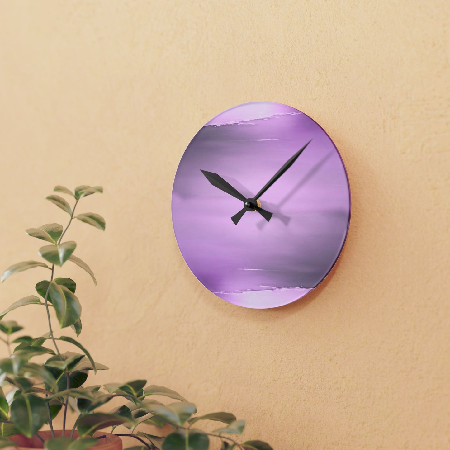 Dark Pink Sea Amethyst Fog Acrylic Round Wall Clock, 8" x 8"