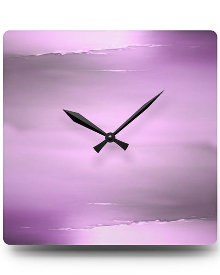 Dark Pink Sea Amethyst Fog Acrylic Wall Clock, Round or Square, 10.75" x 10.75"