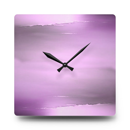 Dark Pink Sea Amethyst Fog Acrylic Wall Clock, Round or Square, 10.75" x 10.75"