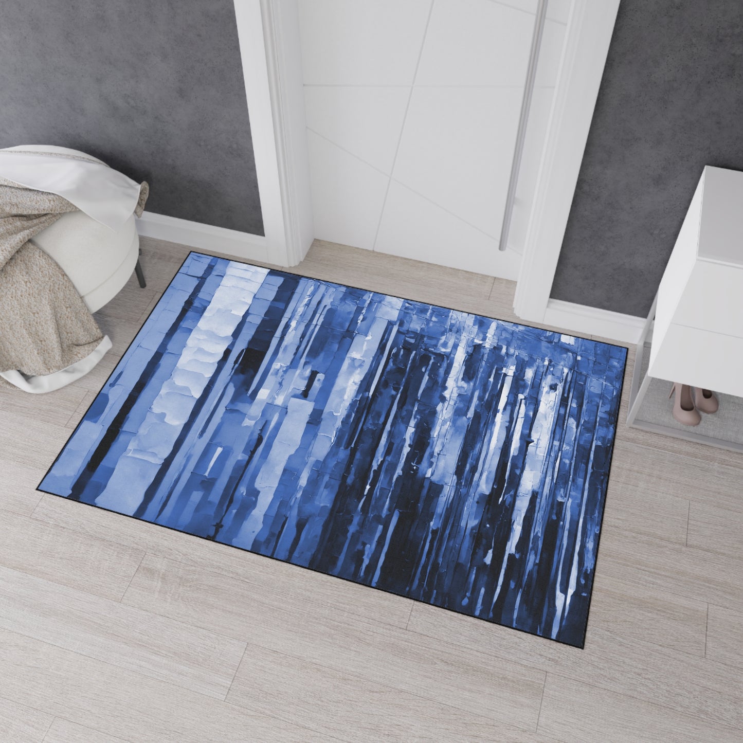 Striped Deep Blue 48" x 72" Heavy Duty Floor Mat
