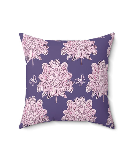Magenta Floral Butterflies 16" x 16" Faux Suede Square Pillow