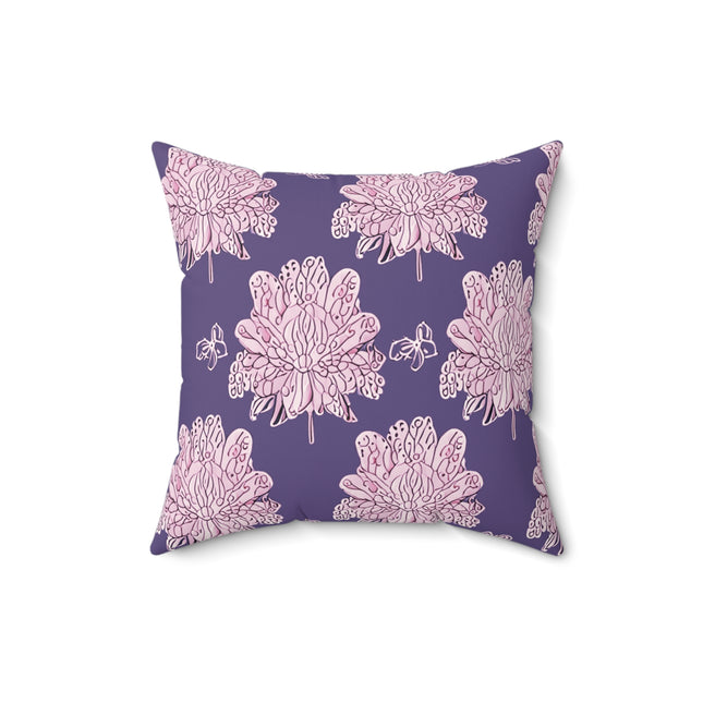 Magenta Floral Butterflies 16" x 16" Faux Suede Square Pillow