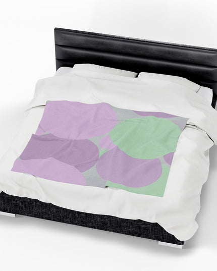 Pastel Lavender Purple and Soft Green Patches Velveteen Plush Blanket, 50" x 60"