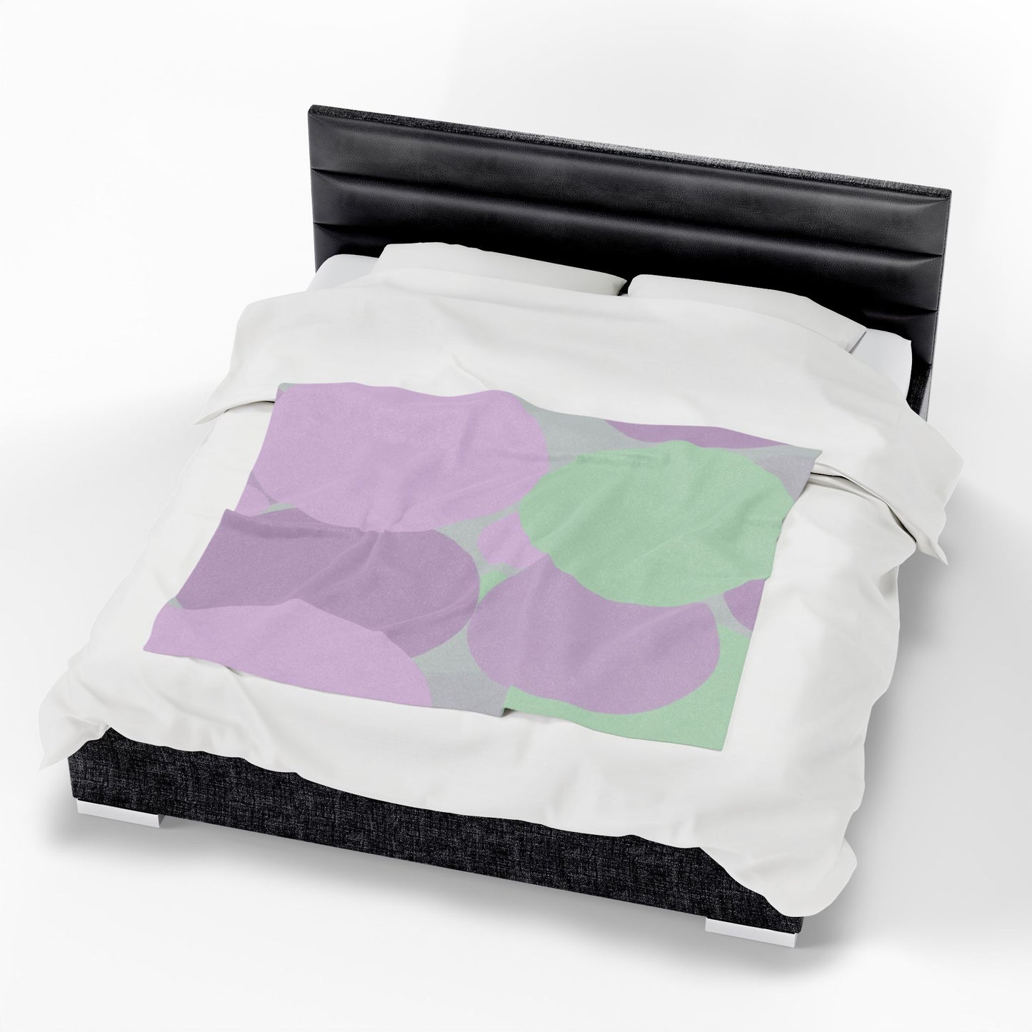 Pastel Lavender Purple and Soft Green Patches Velveteen Plush Blanket, 50" x 60"
