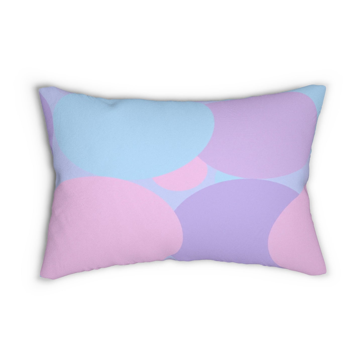 Pastel Purple and Mauve Patches Spun Polyester Lumbar Pillow, 20" x 14"