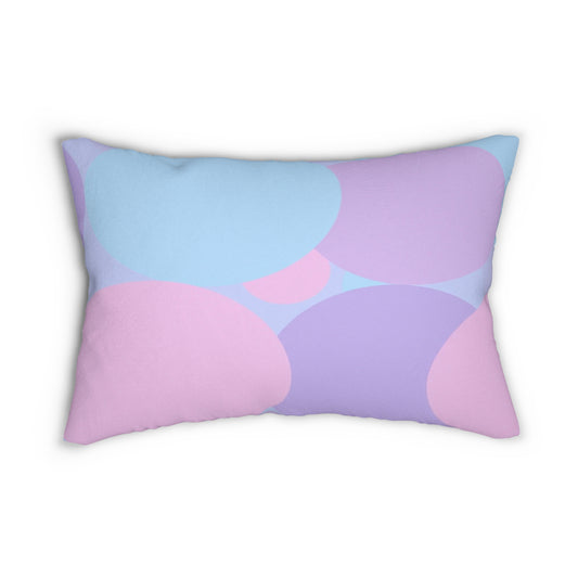 Pastel Purple and Mauve Patches Spun Polyester Lumbar Pillow, 20" x 14"