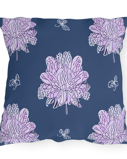 Purple White Floral Butterflies 20" x 20" Outdoor Pillow