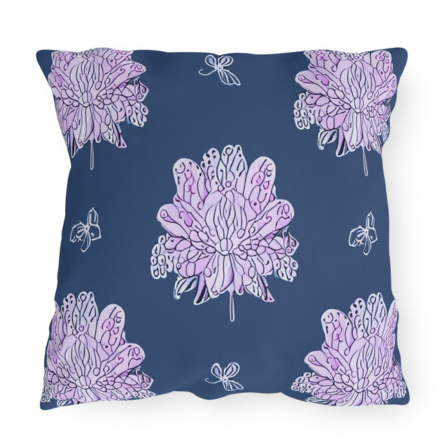 Purple White Floral Butterflies 20" x 20" Outdoor Pillow