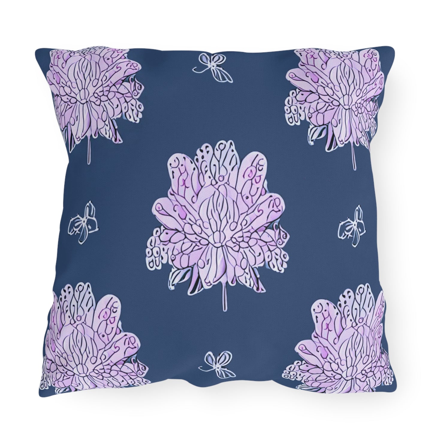 Purple White Floral Butterflies 20" x 20" Outdoor Pillow