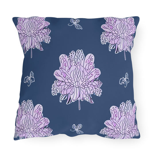 Purple White Floral Butterflies 20" x 20" Outdoor Pillow