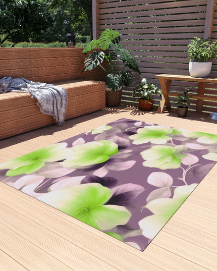 Lime Lavender Floral Bunch Outdoor Rug, 60" x 84"