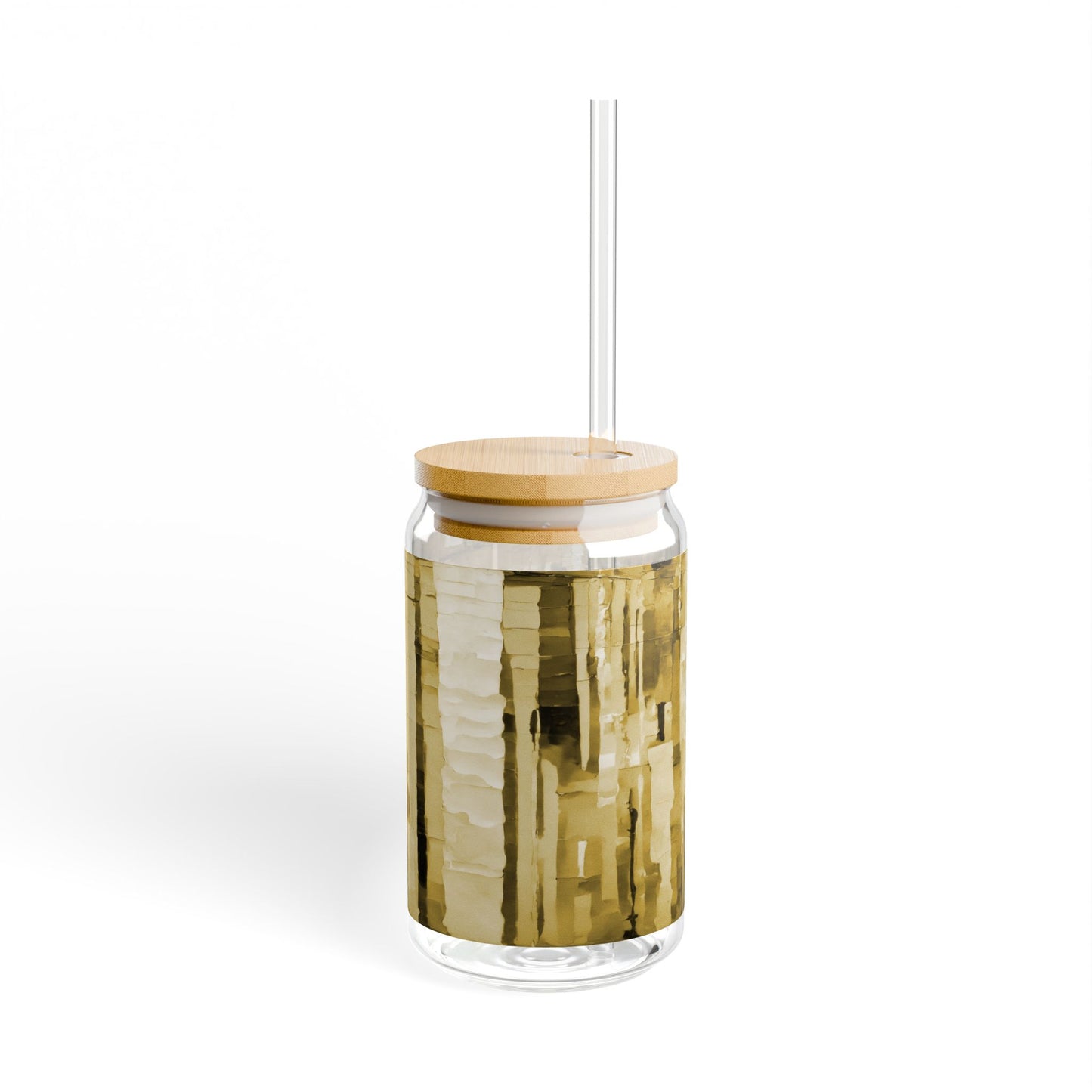 Striped Light Brown Sipper Glass, 16oz