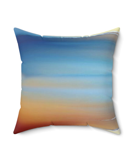 Blue Sea Red Orange Fog 18" x 18" Faux Suede Square Pillow