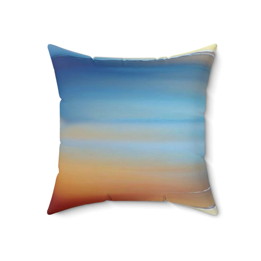Blue Sea Red Orange Fog 18" x 18" Faux Suede Square Pillow