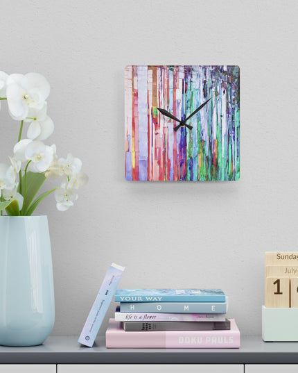 Striped Pastels Acrylic Wall Clock, Round or Square, 10.75" x 10.75"