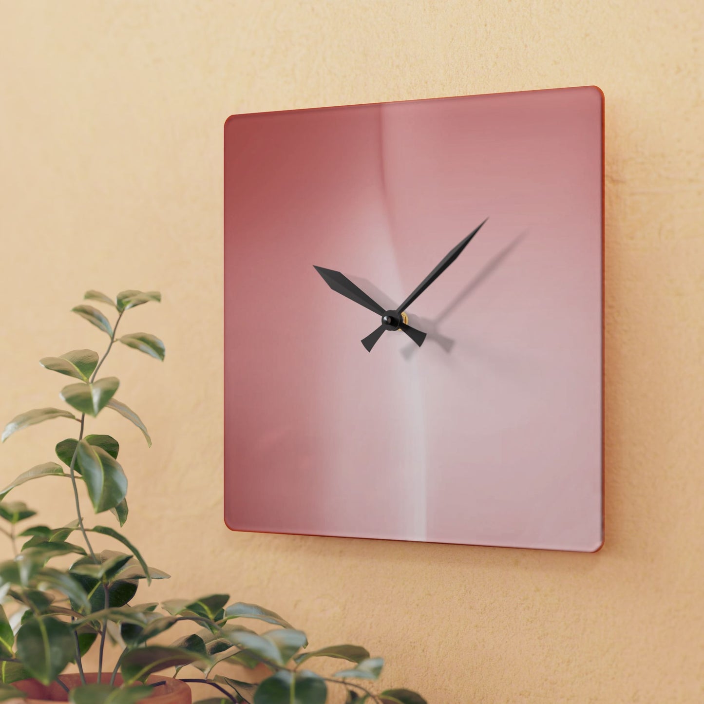 Rose Red Fade Acrylic Wall Clock, Round or Square, 10.75" x 10.75"