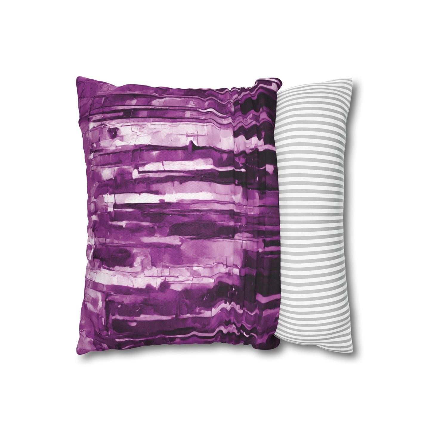 Striped Powder Lavender Spun Polyester Square Pillowcase, 14" x 14"