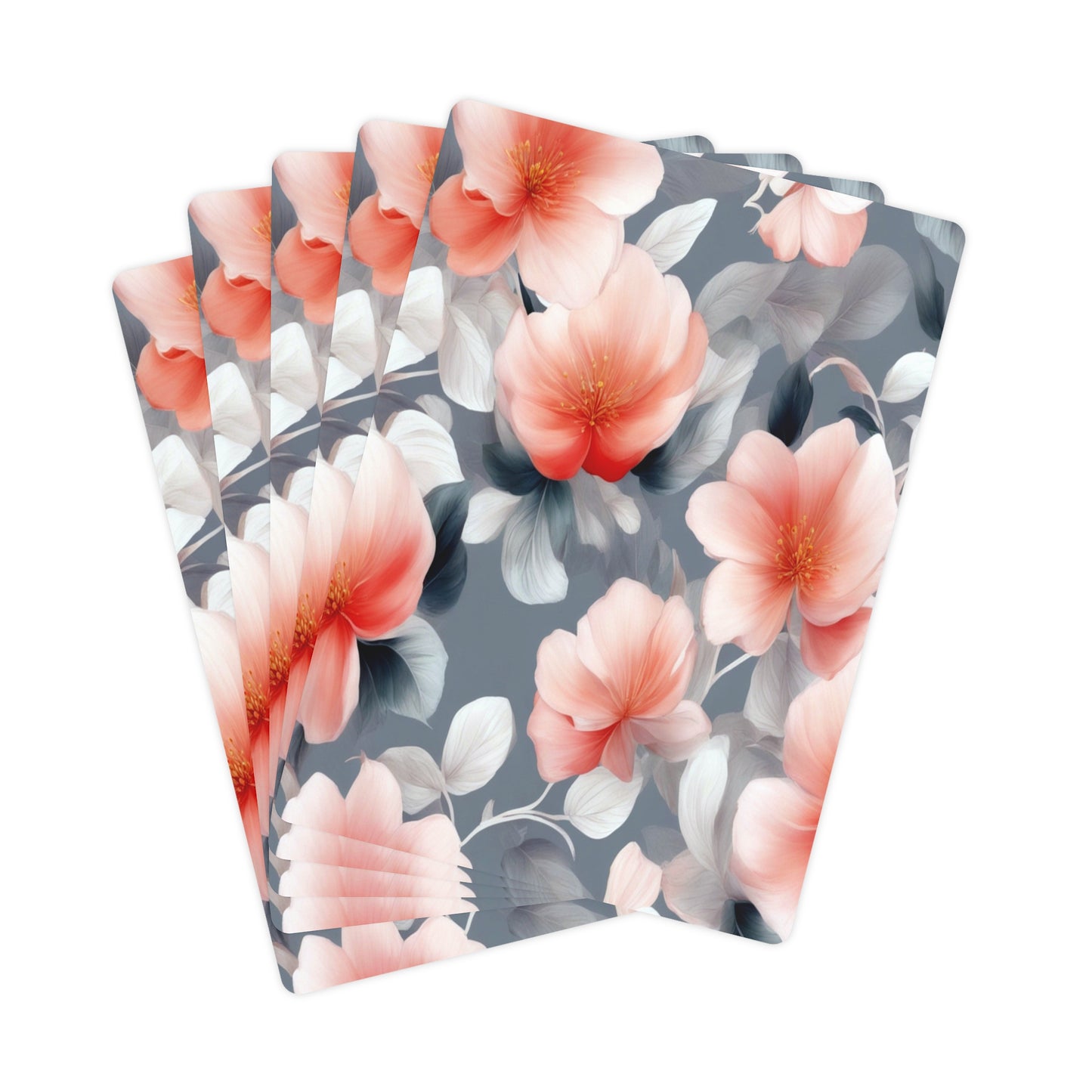 Red Blossom Floral Bunch Poker Cards