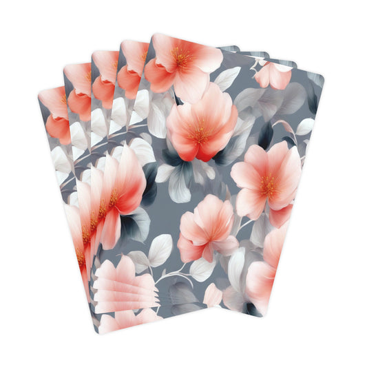 Red Blossom Floral Bunch Poker Cards