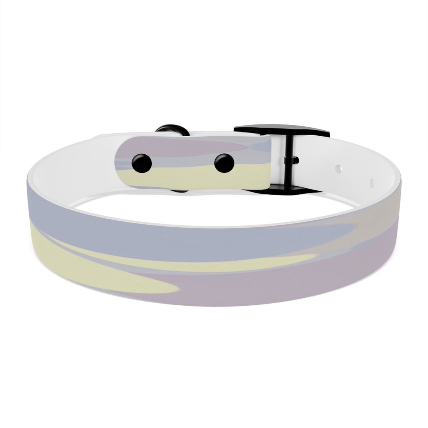 Pastel Soft Blue and Soft White Patches Medium Dog Collar