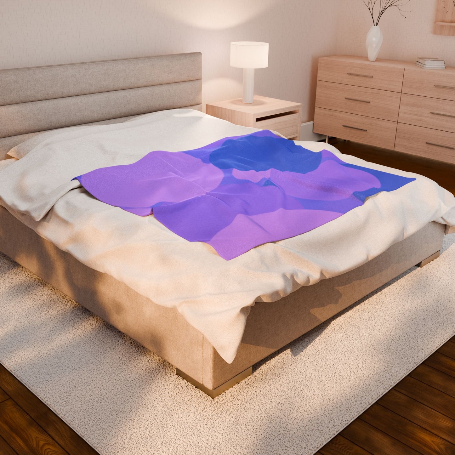 Pastel Purple Family Patches Velveteen Plush Blanket, 50" x 60"