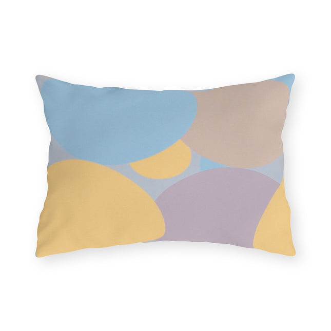 Pastel Baby Blue and Peach Patches 20" x 14" Outdoor Pillow