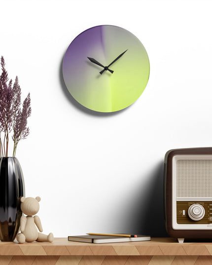 Purple Golden Fade Acrylic Wall Clock, Round or Square, 10.75" x 10.75"