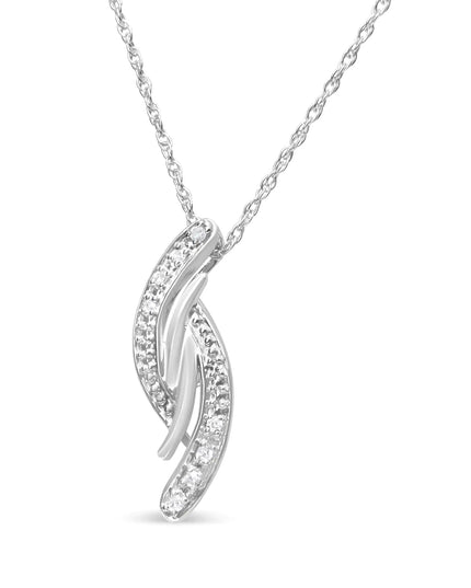 .925 Sterling Silver Diamond Accent Bypass Curve 18" Pendant Necklace (I-J Color, I3 Clarity)