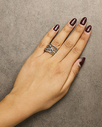 .925 Sterling Silver Diamond Accent Crossover Ring (I-J Color, I2-I3 Clarity)