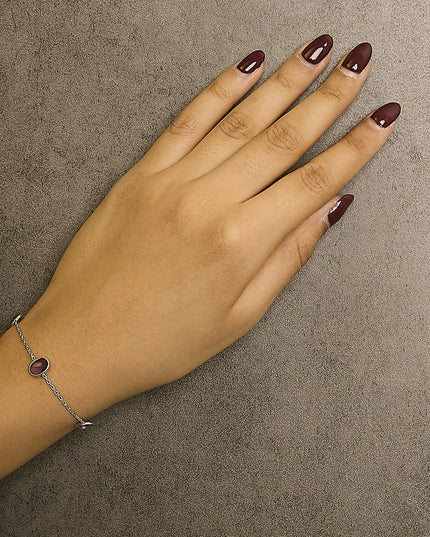 .925 Sterling Silver Bezel Set Purple Amethyst 5 Station Adjustable Bolo Bracelet