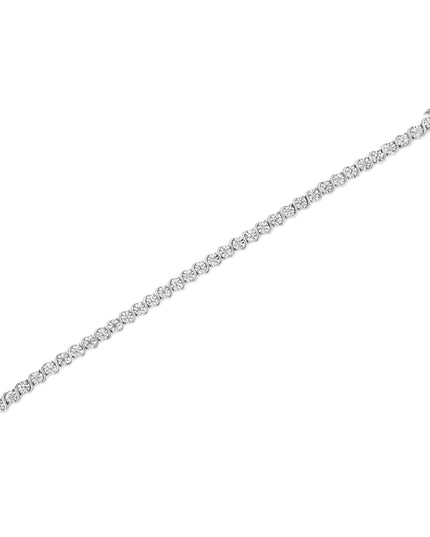 .925 Sterling Silver 1/10 Cttw Diamond Round Miracle Plate and "S" Link Tennis Bracelet (I-J Color, I2- I3 Clarity) - 7"