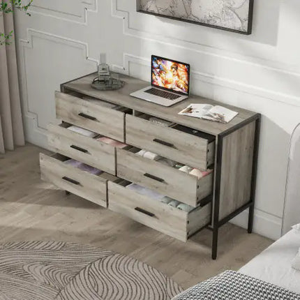Wooden Dresser With 6 Drawers, Bedroom Storage Cabinet