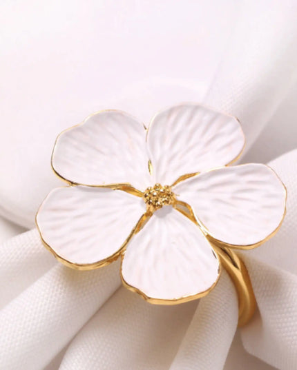 5 Leaf Flower Napkin Ring Set of 6