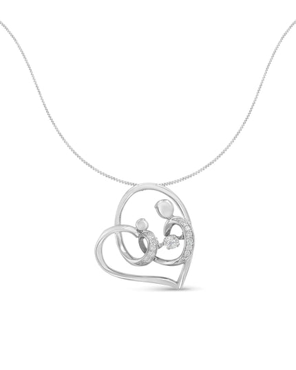 .925 Sterling Silver 1/6 cttw Diamond Heart Pendant Necklace (H-I, I1-I2)