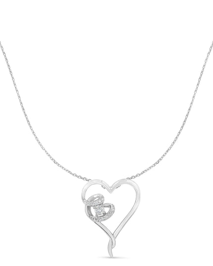 .925 Sterling Silver 1/10 cttw Diamond Heart Pendant Necklace (H-I, I1-I2)