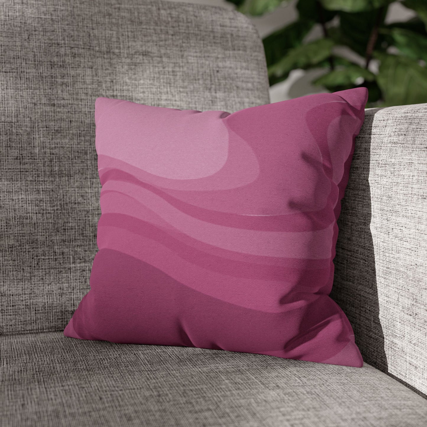 Pinky Mauve Wavey Spun Polyester Square Pillowcase, 14" x 14"