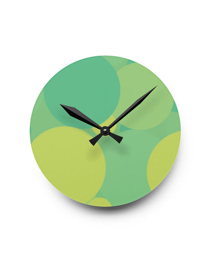 Pastel Green Patches Acrylic Round Wall Clock, 8" x 8"