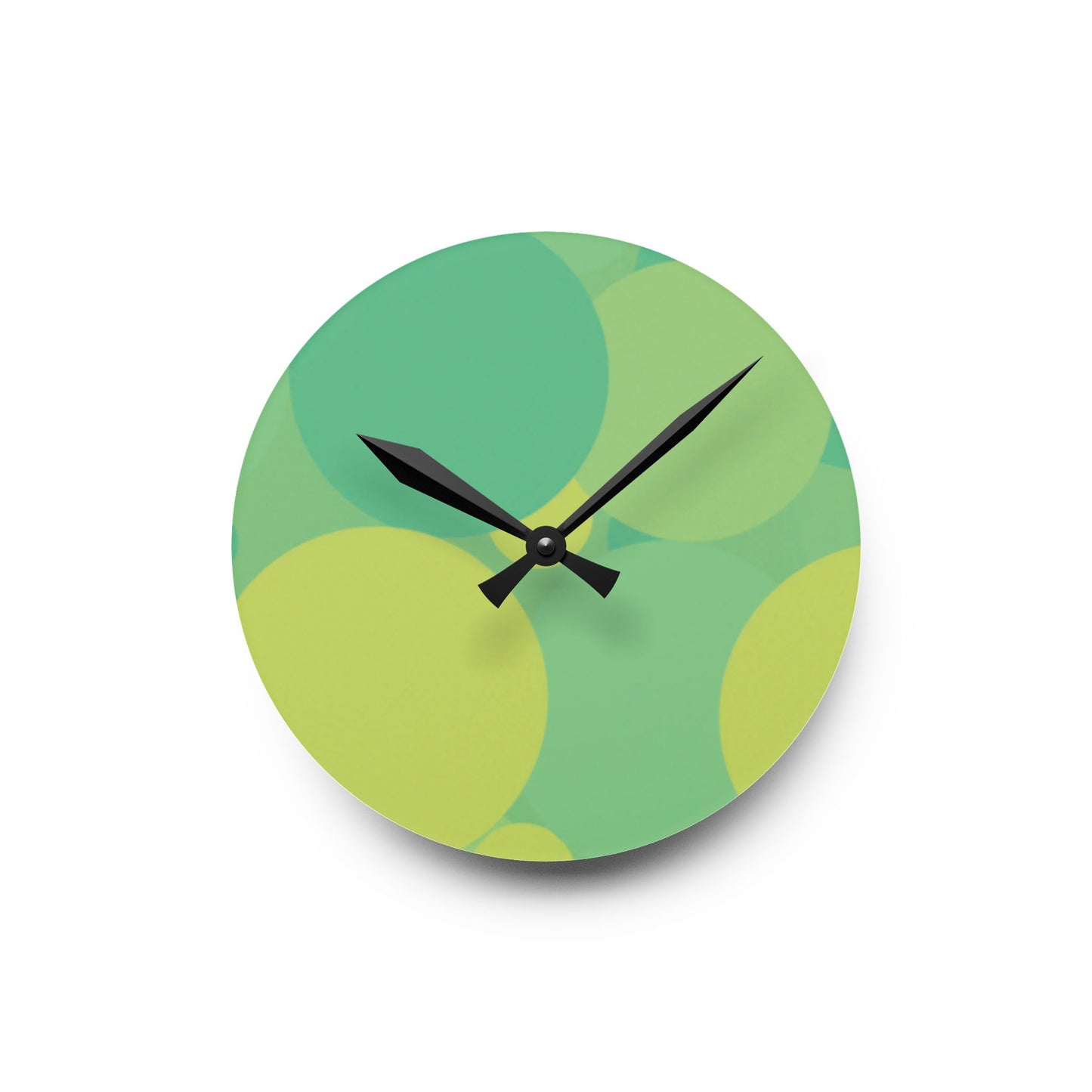 Pastel Green Patches Acrylic Round Wall Clock, 8" x 8"