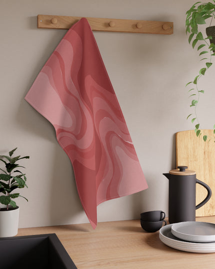 Power Red Wavey Tea Towels (cotton, poly), 18" x "30