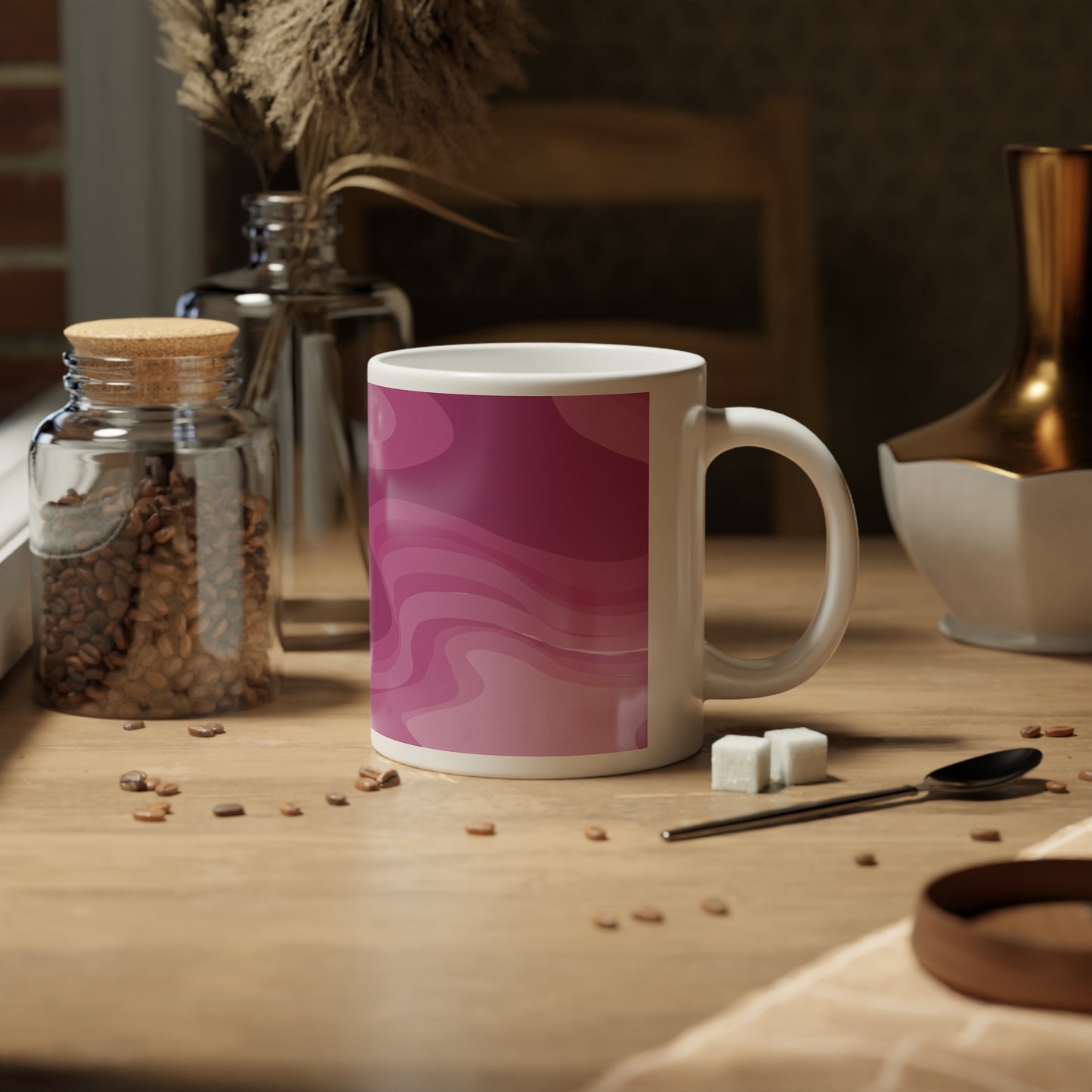 Pinky Mauve Wavey 20 oz White Glossy Jumbo Mug