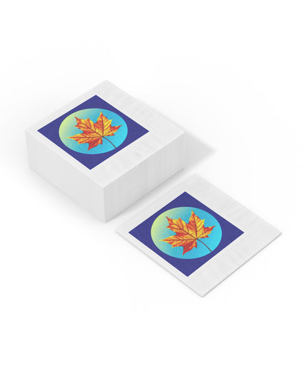 Alpha Maple Leaf White Coined Napkins, 6.5" x 6.5"