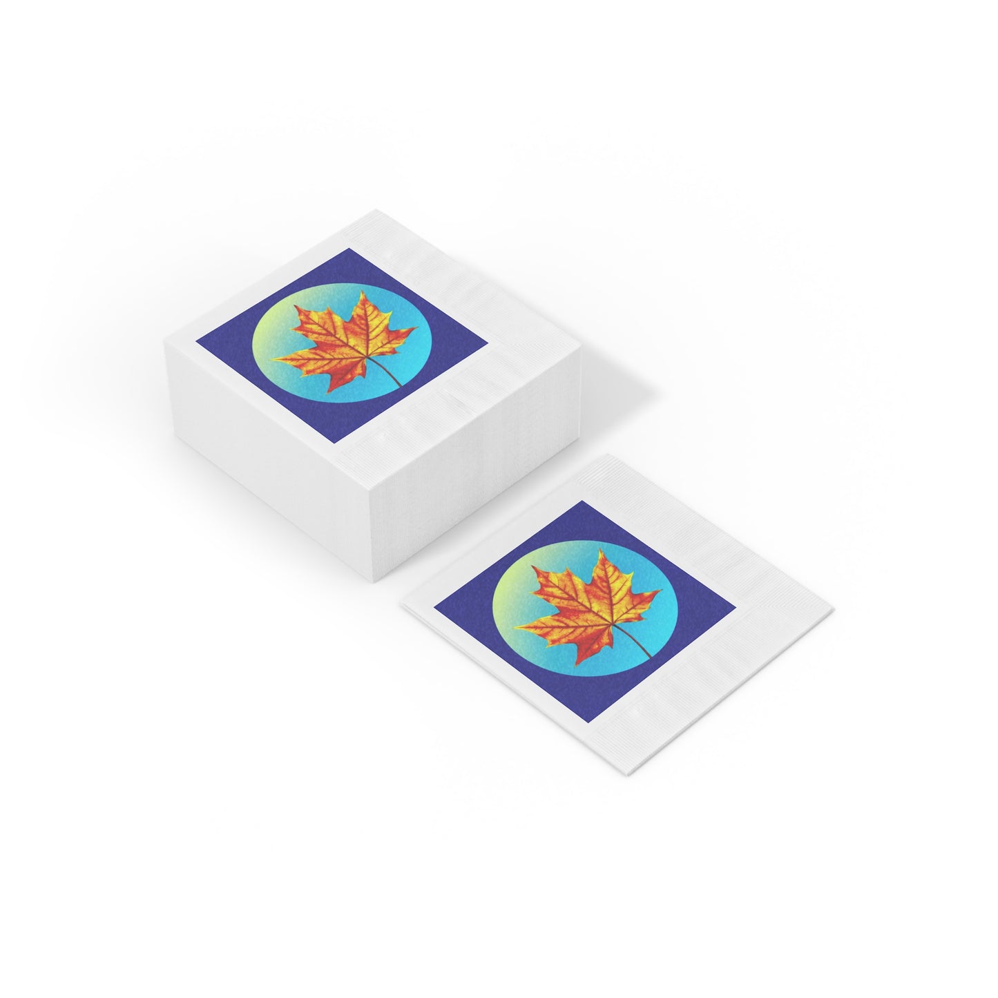 Alpha Maple Leaf White Coined Napkins, 6.5" x 6.5"
