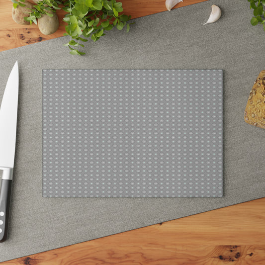 Desaturated Star-crossed Bodies Glass Cutting Board,  8" x 11"