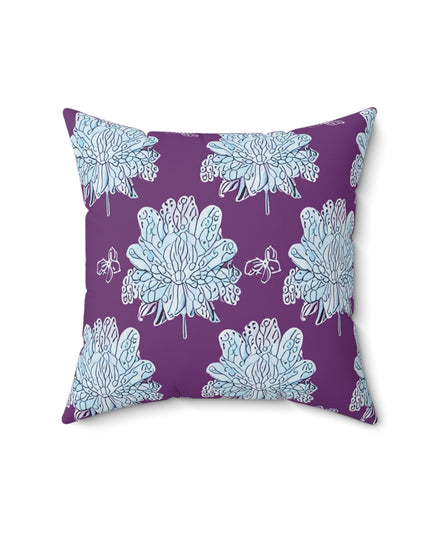 Blue Floral Butterflies 16" x 16" Faux Suede Square Pillow