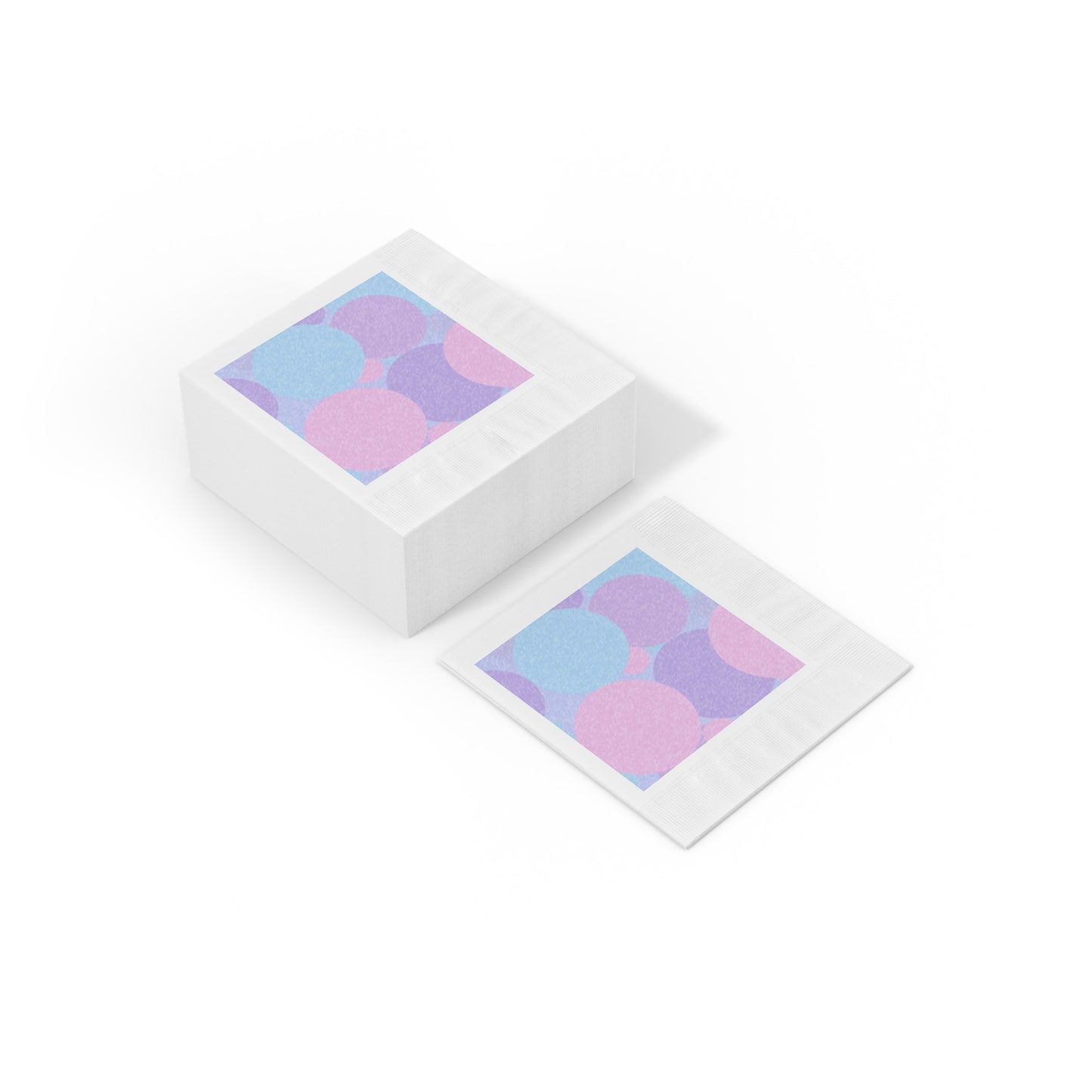 Pastel Purple and Mauve Patches White Coined Napkins, 6.5" x 6.5"