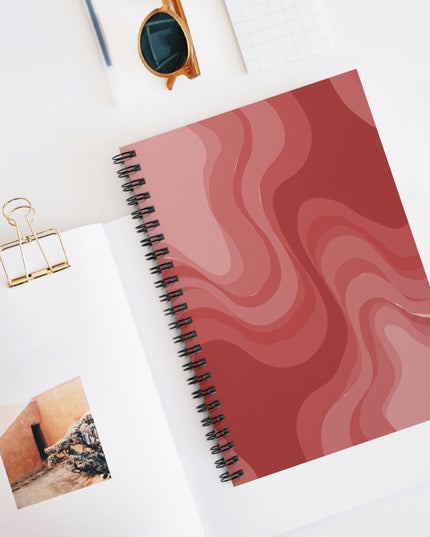 Power Red Wavey Spiral Notebook - Ruled Line, 6" x 8", 118 pages