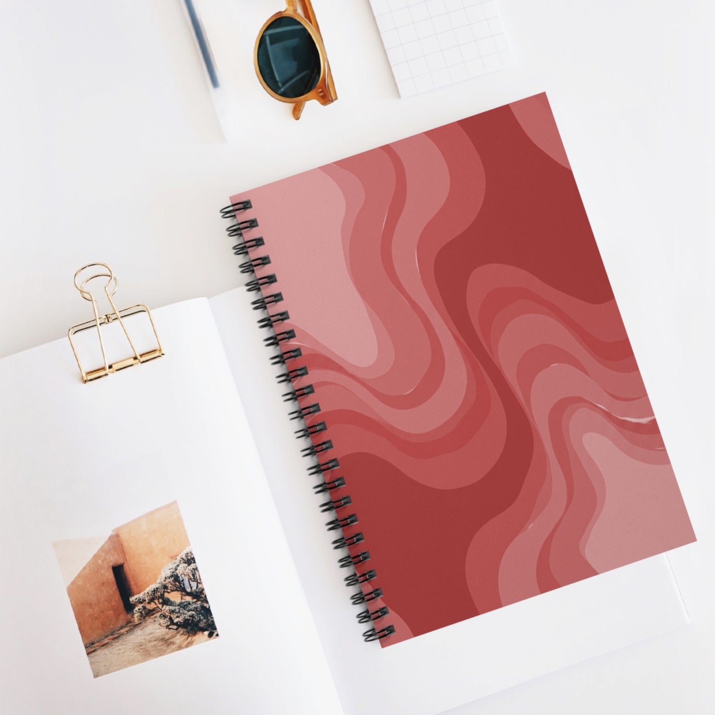 Power Red Wavey Spiral Notebook - Ruled Line, 6" x 8", 118 pages