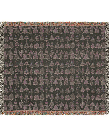 Mini Vintage Green Trees Woven Blanket, 60" x 50"