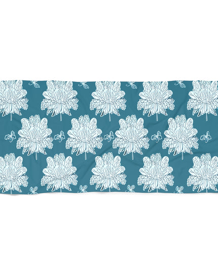 Tif Green White Floral Butterflies 30" x 60" Beach Towel