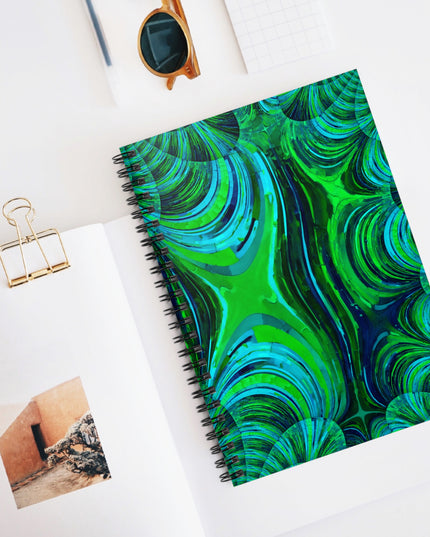 Uzi Spiral Blue Green Spiral Notebook - Ruled Line, 6" x 8", 118 pages